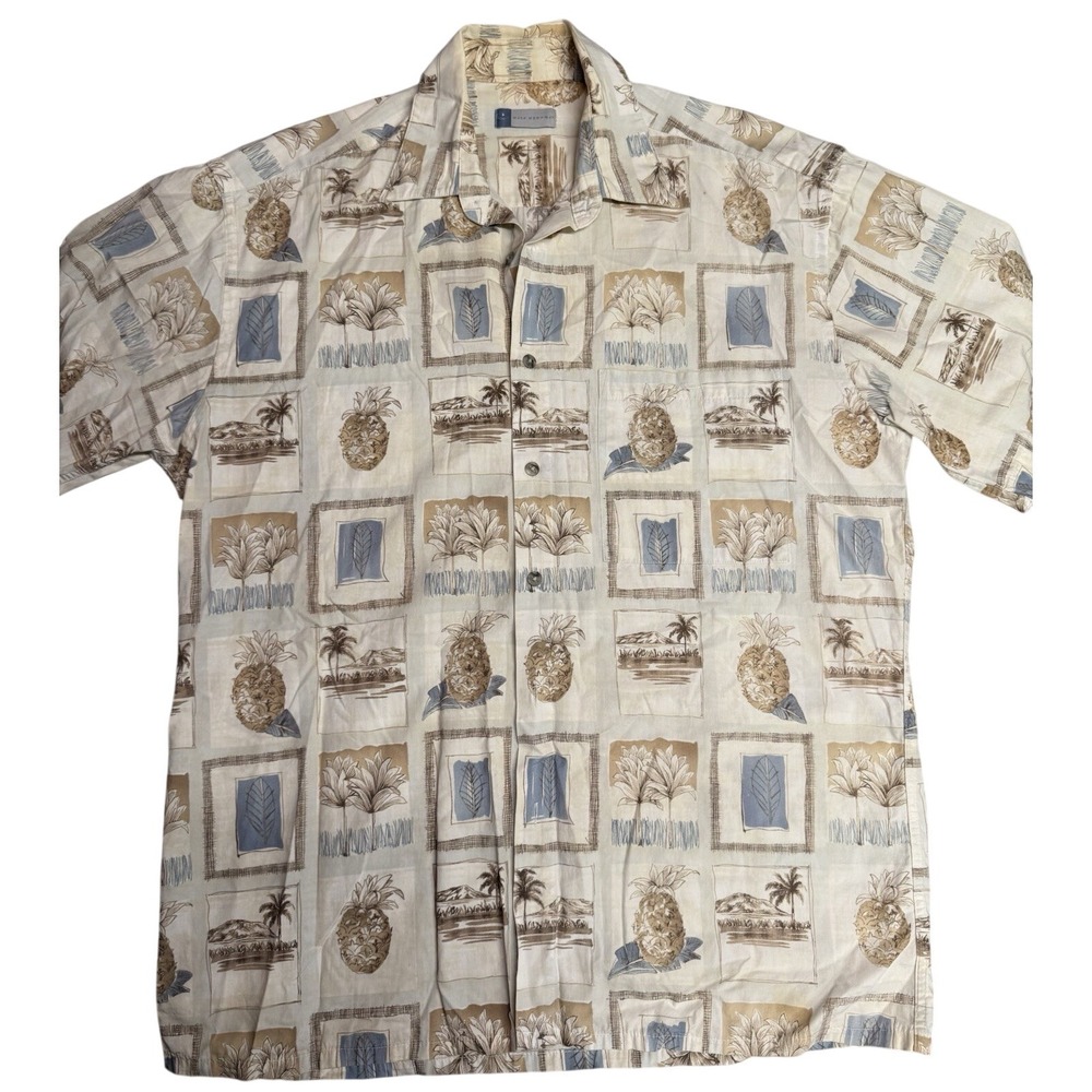 HALF MOON BAY ~ Aloha Hawaiian Short Sleeve Button Up ~ Size Mens Medium